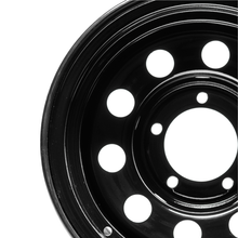 Load image into Gallery viewer, Black RIMFINITY continuous rubber wheel protector on a bare, black alloy wheel
